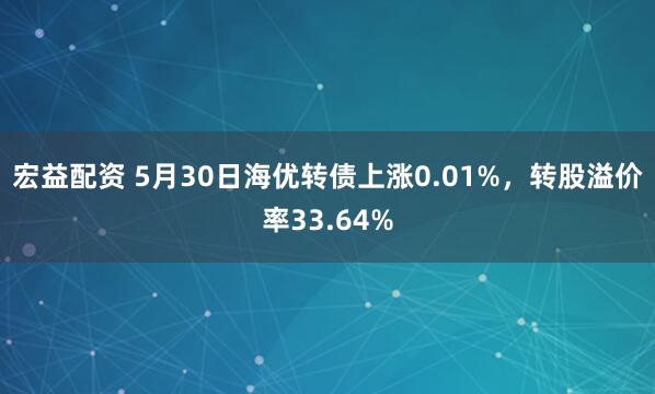 宏益配资 5月30日海优转债上涨0.01%，转股溢价率33.64%