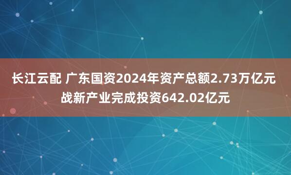 长江云配 广东国资2024年资产总额2.73万亿元 战新产业完成投资642.02亿元