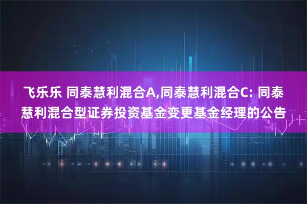 飞乐乐 同泰慧利混合A,同泰慧利混合C: 同泰慧利混合型证券投资基金变更基金经理的公告